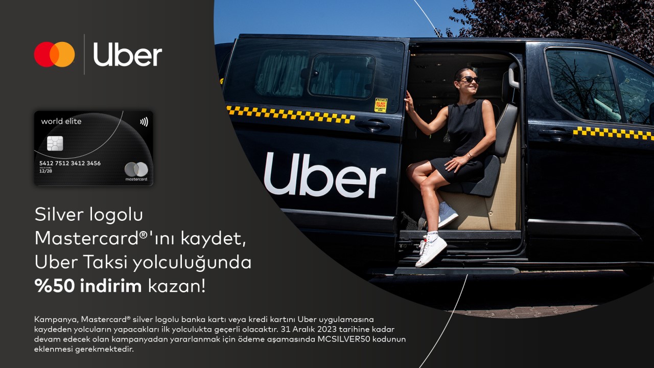 Silver logolu Mastercard® sahiplerine Uber Taksi yolculuğunda %50 indirim!